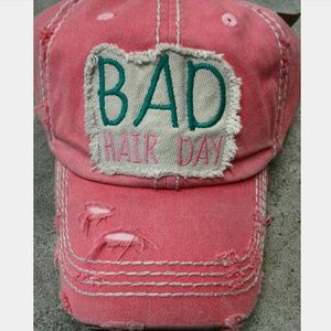 Salmon/Pink Bad Hair Day Distressed Hat New